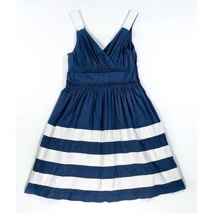 Joules Womens Size 6 July Ruffle Striped Nautical Sleeveless Dress in Blue